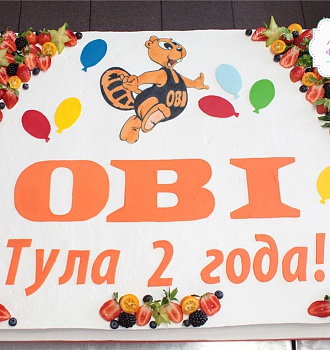 Торт корпоративный OBI от сутдии «Бискотто»